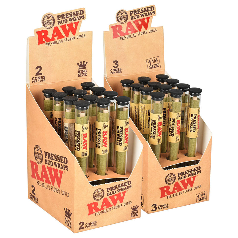 RAW Pressed Bud Wrap Cone | 12pc Display - Headshop.com