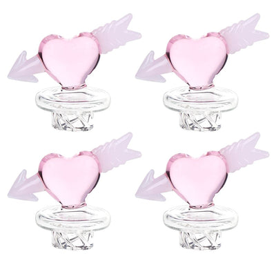 4CT BUNDLE - Cupid Heart Glass Carb Cap - 30mm