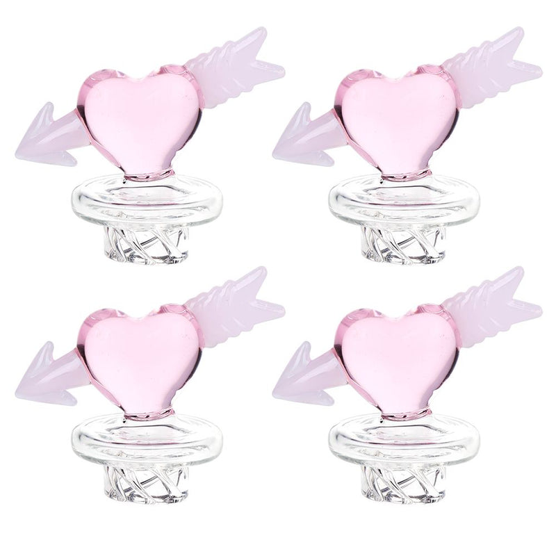 4CT BUNDLE - Cupid Heart Glass Carb Cap - 30mm