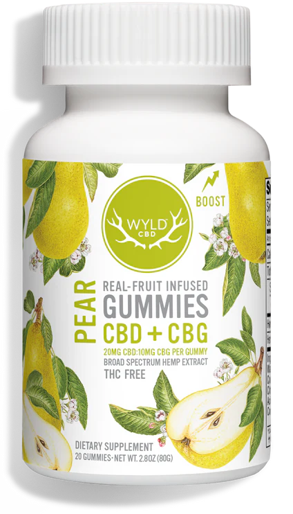 WYLD Real Fruit CBD + CBG Gummies Pear - (60MG - 1200MG) - Headshop.com