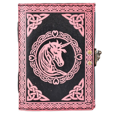 Pink Unicorn Embossed Leather Journal - 7" x 5" - Headshop.com