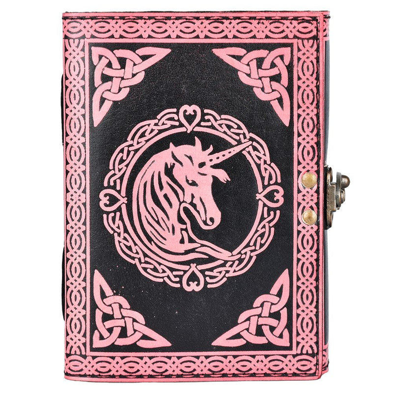 Pink Unicorn Embossed Leather Journal - 7" x 5" - Headshop.com