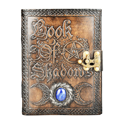 Book Of Shadows Embossed Leather Journal w/ Metal Closure - 6"x8" - Headshop.com