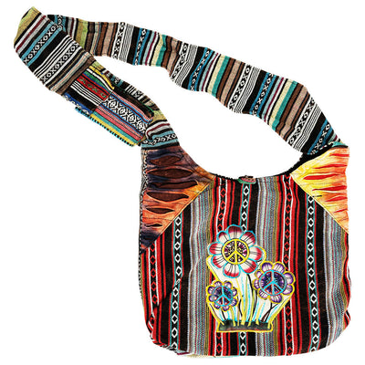 ThreadHeads Tie Dye Peace Sign Flower Sling Bag - 15"x15" - Headshop.com