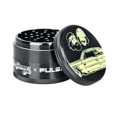 Cheech & Chong's™ x Pulsar Black Metal Grinder | 4pc | 2.5" - Headshop.com