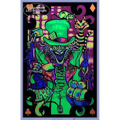 Alice in Wonderland Mad Hatter Collage Black Light Poster - 24"x36"