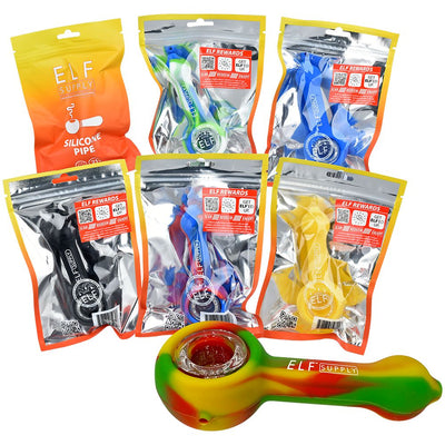 6CT BOX - ELF Supply Silicone Spoon Pipe - 4.5" / Assorted Colors - Headshop.com