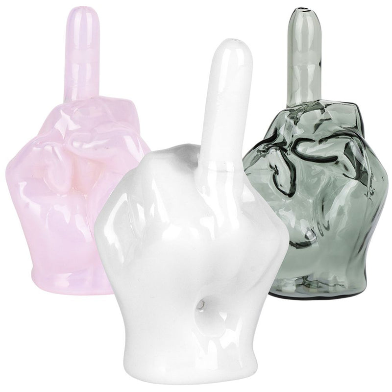 Middle Finger Glass Hand Pipe - 4.25"