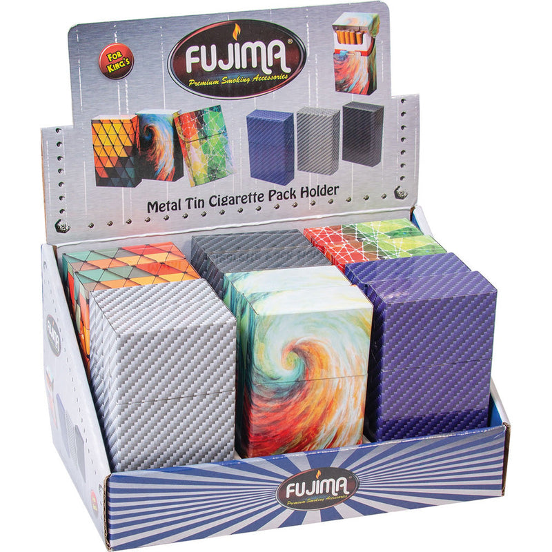 12PC DISPLAY - Fujima Metal Cigarette Case Kingsize - Assorted - Headshop.com