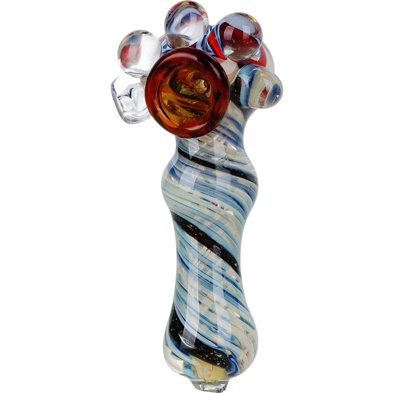 Telepath Overload Knobby Dichro Spiral Glass Spoon Pipe - 4.5"