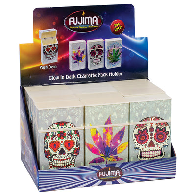 12PC DISP - Fujima Skulls & Leaves Cigarette Case - 100s/Asst - Headshop.com