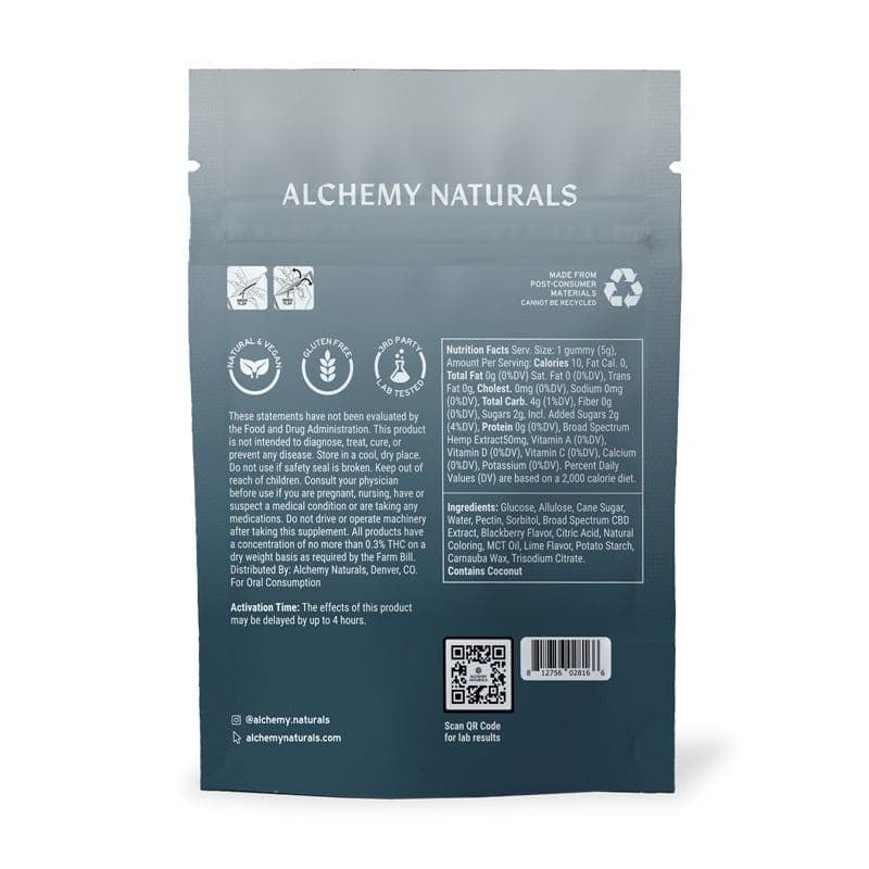 Alchmey Naturals Broad Spectrum CBD Gummies - THC Free - Headshop.com