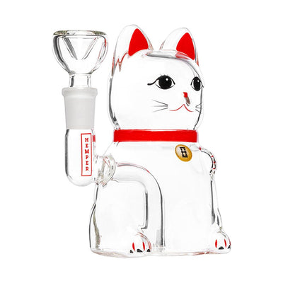 Hemper Lucky Money Cat Glass Water Pipe | 14mm F - Headshop.com