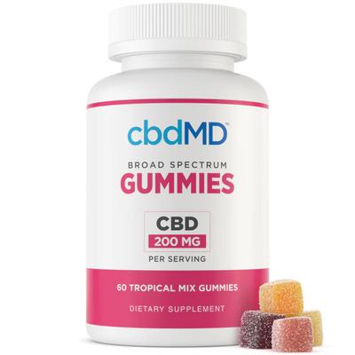 cbdMD Broad Spectrum CBD PM Sleep Gummies Raspberry - 750MG, 60ct - Headshop.com