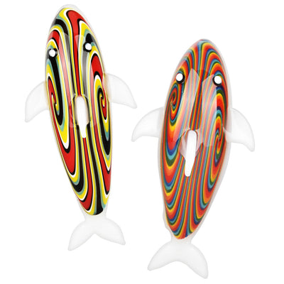 Hypnotic Dream Dolphin Wig Wag Glass Hand Pipe - 5.25" / Colors Vary - Headshop.com