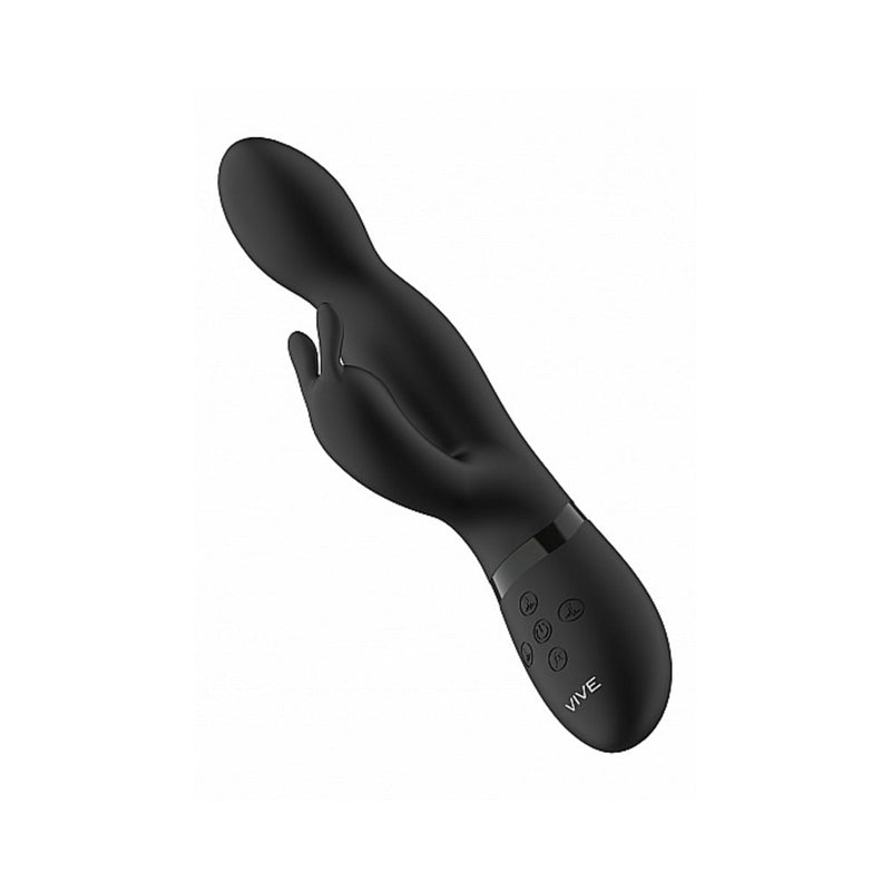 VIVE NIVA Rechargeable 360° Rotating Silicone Rabbit Vibrator Black