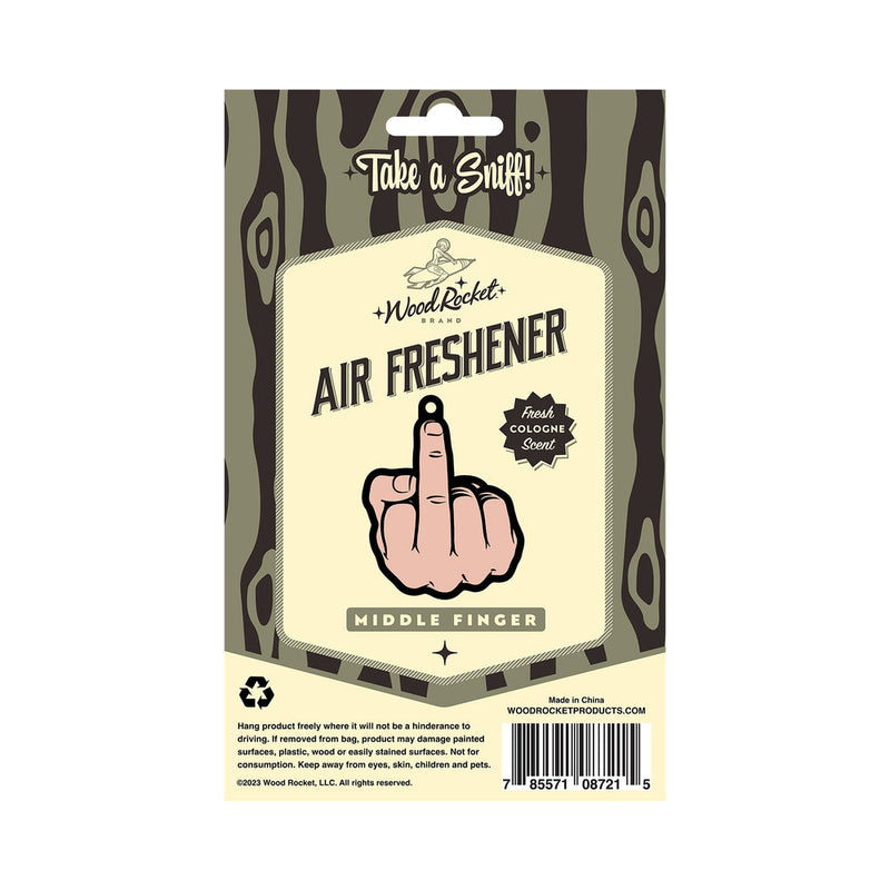 Wood Rocket Air Freshener Middle Finger Peach