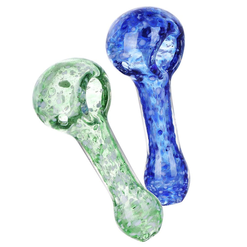 White Hot Nebula Frit Glass Spoon Pipe - 3.5" / Colors Vary