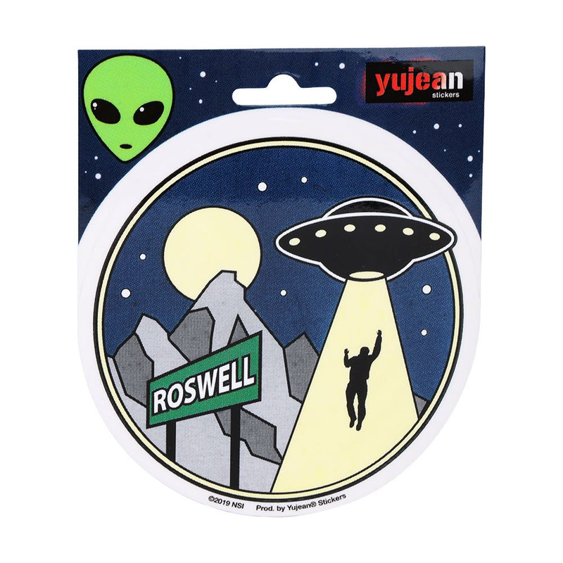 Roswell Flying Saucer Alien Abduction Round Sticker by Yujean