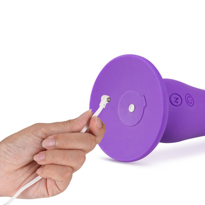 Impressions Ibiza Rechargeable Silicone 7.75 in. Vibrating Dildo with Suction Cup Plum