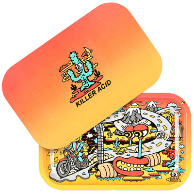 Pulsar Metal Rolling Tray W/ Lid - Road Trip / 11" x 7" - Headshop.com