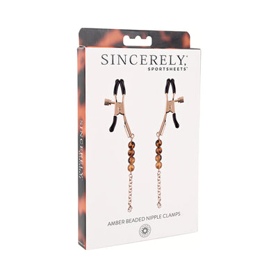 Sincerely, Sportsheets Amber Adjustable Beaded Nipple Clamps Tortoiseshell - Headshop.com