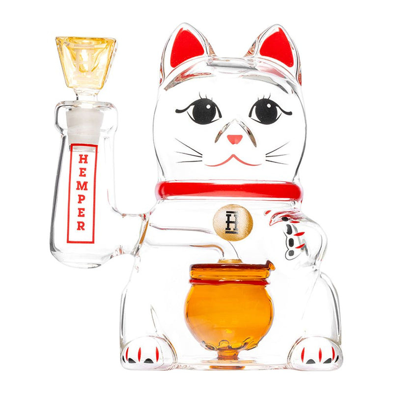 Hemper Lucky Money Cat Glass Water Pipe | 14mm F - Headshop.com