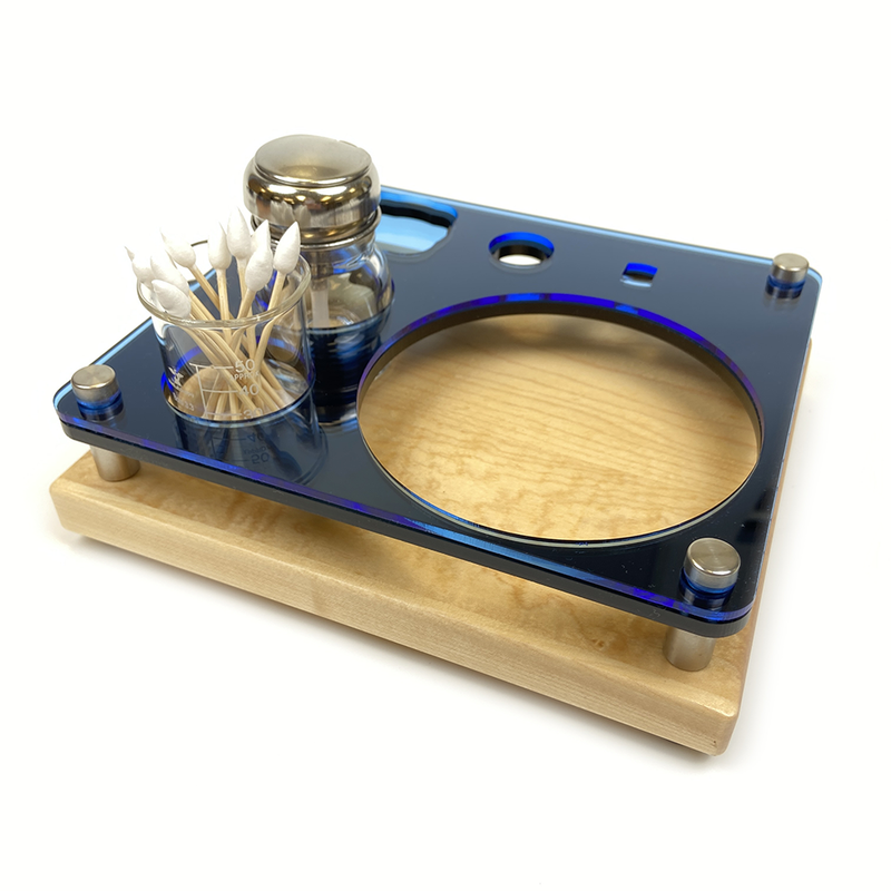 Mini Puffco Dab Rig Station Cleaning Organizer ~ Holds Charger Dock and Hot Knife ~ 8x7, Midnight Blue, Maple ~ for Cannabis Vaporizer - Headshop.com