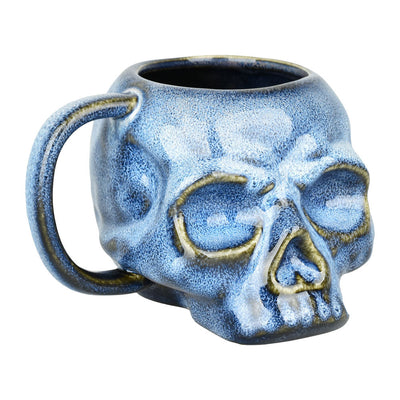 Blue Glazed Skull Ceramic Mug - 15oz - Headshop.com