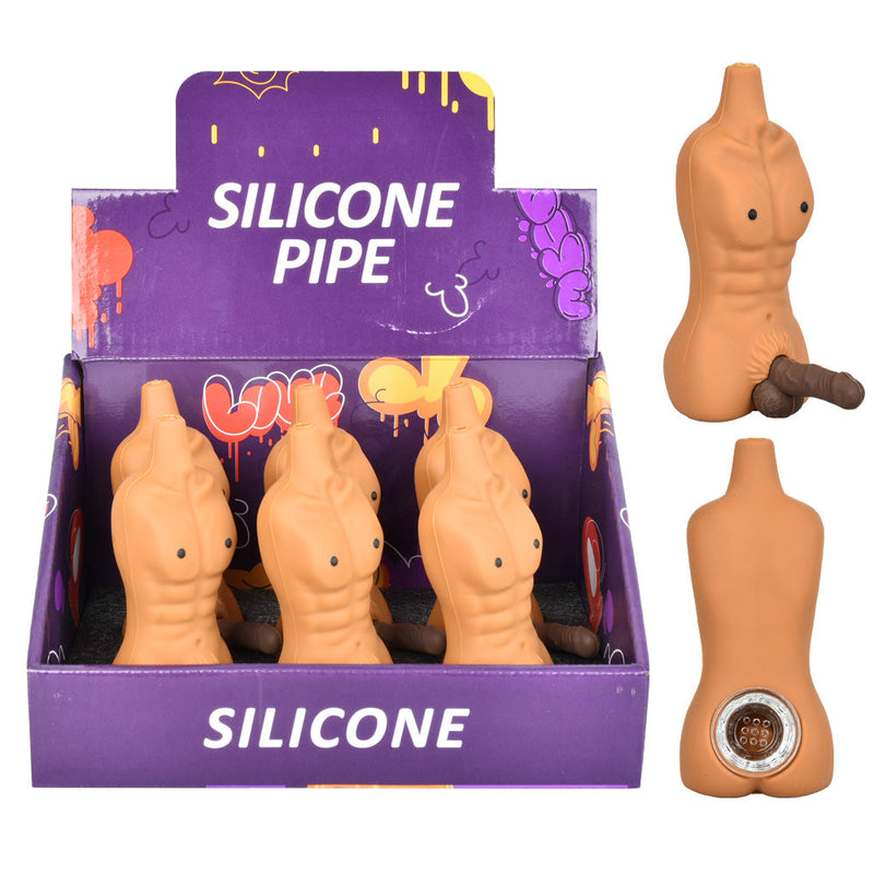 6PC DISP - Chiseled Person w/ Penis Silicone Pipe - 4.25" - Headshop.com