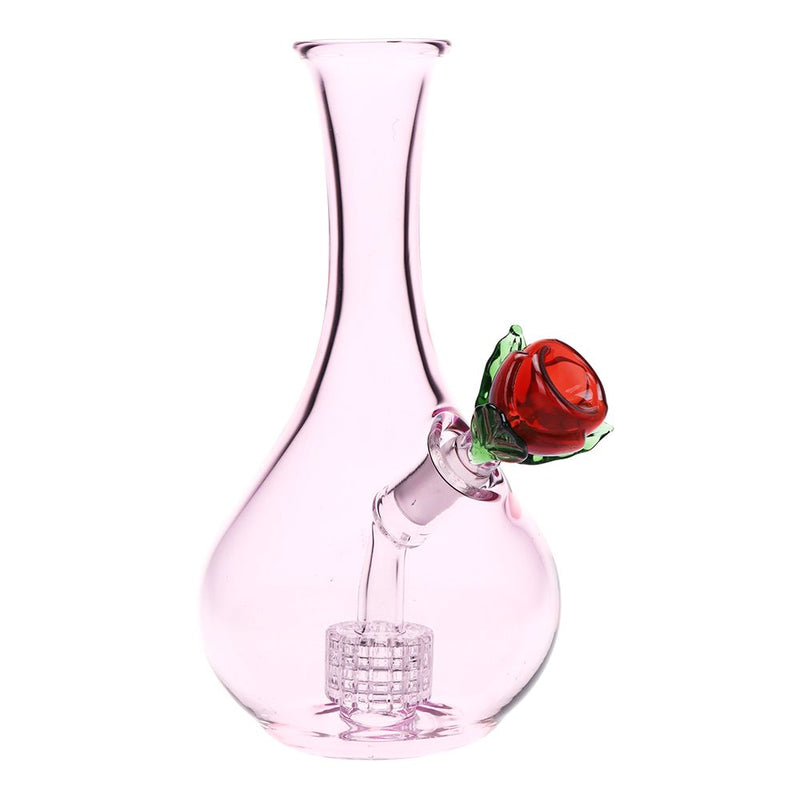 Rose in Vase Glass Water Pipe - 7" / 14mm F