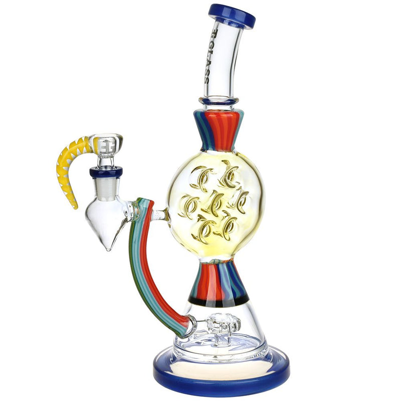 EG Glass Rainbow Striped Glass Water Pipe - 11" / 14mm F / Colors Vary - Headshop.com