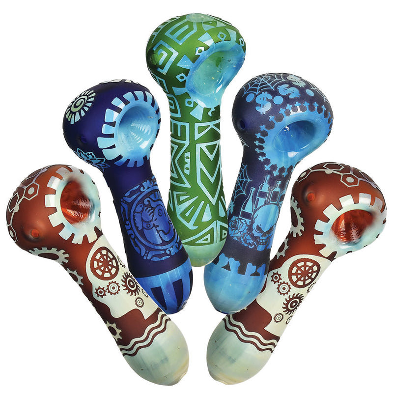 Geometric Culture Spoon Pipe - 4" / 5pcs - Headshop.com