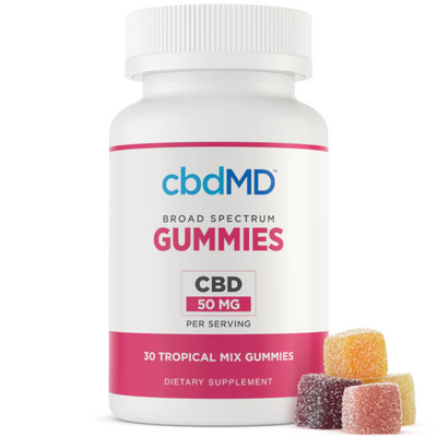 cbdMD Broad Spectrum CBD PM Sleep Gummies Raspberry - 750MG, 60ct - Headshop.com