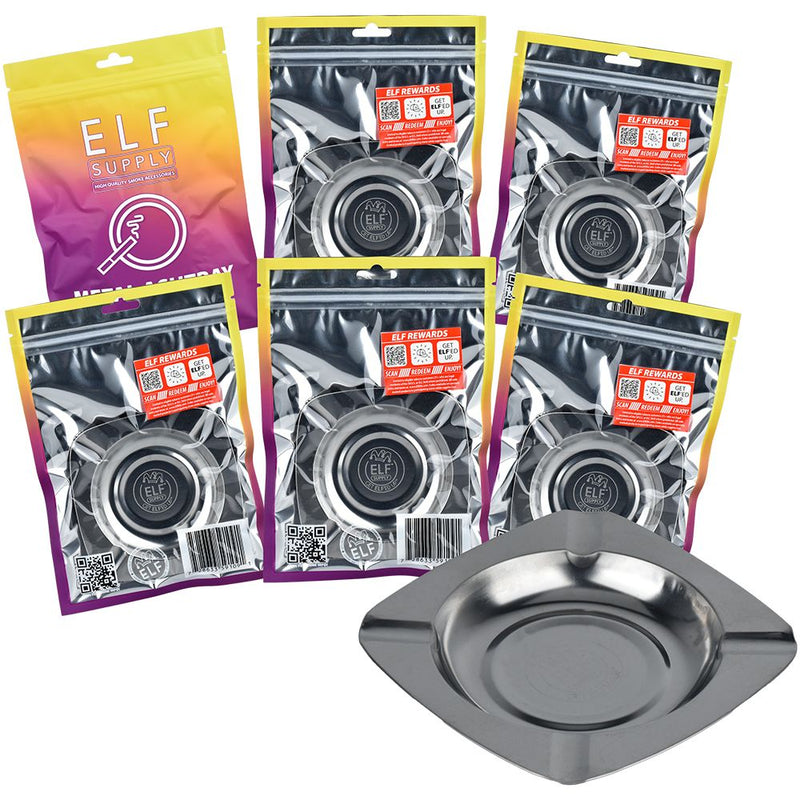 ELF Supply Metal Ashtray - 4.4" x 4.4" / Silver 6ct - Headshop.com