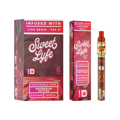 Sweet Lyfe Disposable Vape 2.5ml w Live Resin Delta + THCP - Watermelon Zkittlez - Indica - Headshop.com