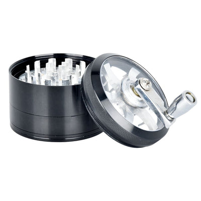 Piranha RETRO Clear Crank Top Aluminum Grinder | 4pc | 2.5" - Headshop.com