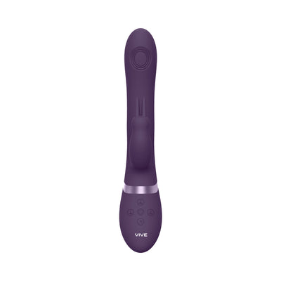 VIVE RINI Rechargeable Triple-Motor Pulse-Wave Dual Entry Silicone Rabbit Vibrator Purple