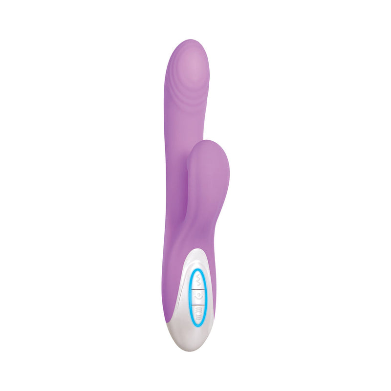 Evolved Super Sucker Rechargeable Thumping Suction Silicone Dual Stimulator Purple