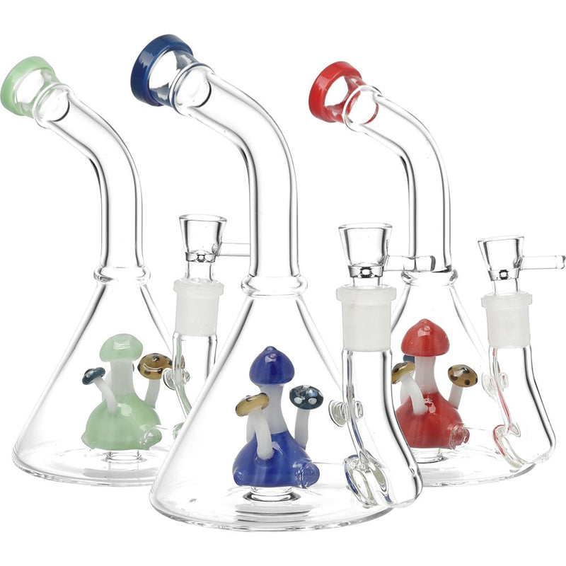 A Shroom Above Conical Glass Water Pipe - 7" / 14mm F / Colors Vary - Headshop.com