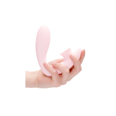 Shots Irresistible Desirable Rechargeable Silicone Soft Pressure Air Wave Dual Stimulator Pink