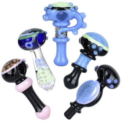 10CT BUNDLE - Heavy Layered Assortment Glass Spoon Pipes - 4.5" - 5" - Headshop.com