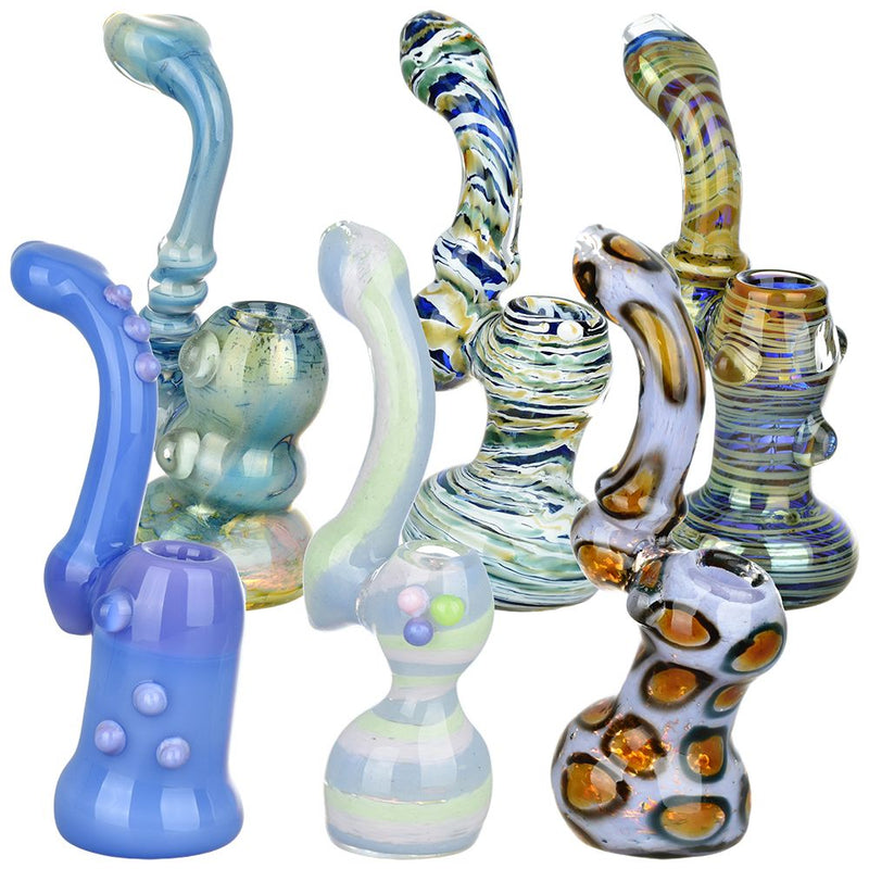 6CT BUNDLE - Big and Bold Assortment Glass Sherlock Bubblers - 6.75" - 8.75" - Headshop.com