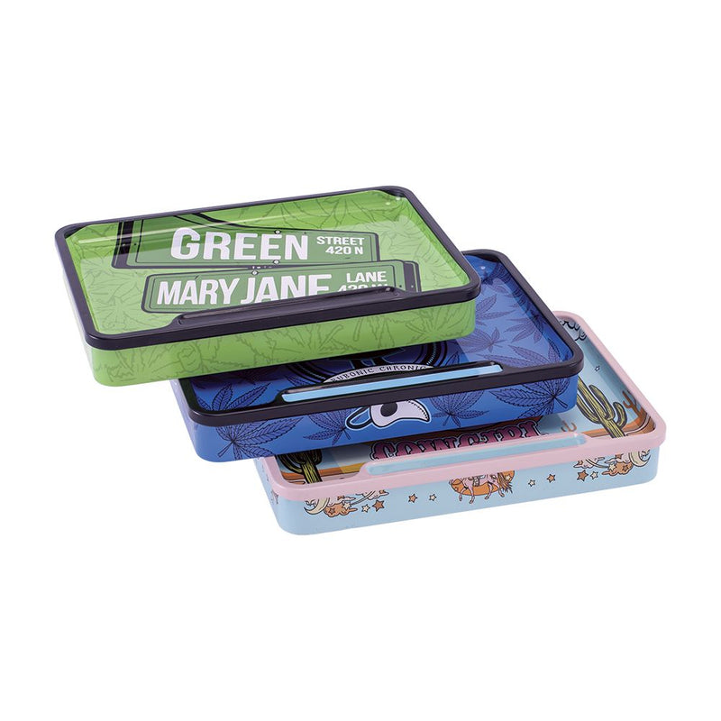 6CT DISPLAY - Fujima Rolling Tray Stash Box - Trendy Assortment / 8"x5.75" - Headshop.com