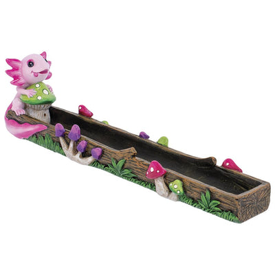 Fujima Pink Axolotl Mushroom Stick Resin Incense Burner - 10.5"