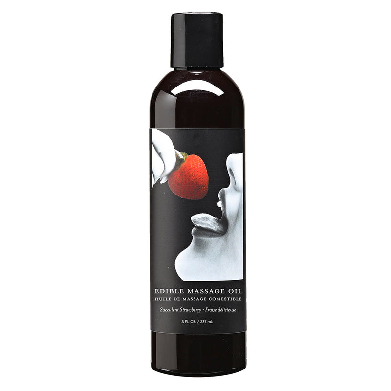 Earthly Body Edible Massage Oil Succulent Strawberry 8oz - Headshop.com