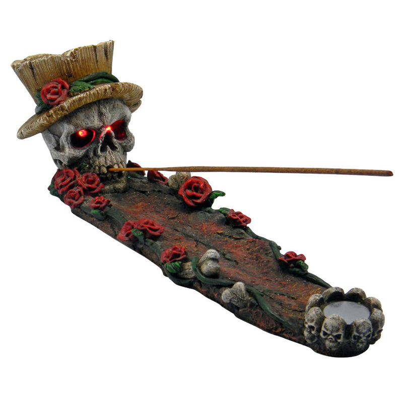 Skull w/ Roses Incense Burner - Headshop.com