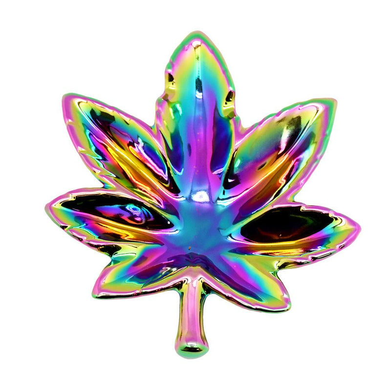 Iridescent Rainbow Hemp Leaf Ashtrays - Headshop.com