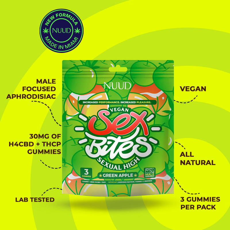 NUUD Sex Bites Male Aphrodisiac Gummies Sour Apple