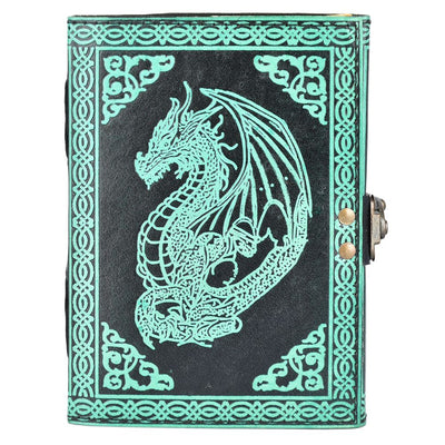 Ancient Green Dragon Protector Embossed Leather Journal - 7" x 5" - Headshop.com